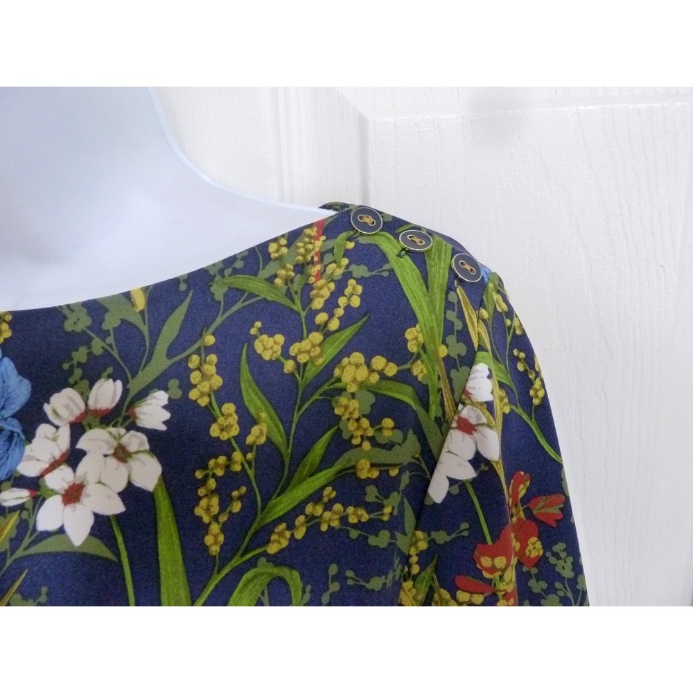 J. MCLAUGHLIN Sz XL, 14 Boatneck Dark Floral Pullover Catalina Cloth Top Office - Picture 2 of 8